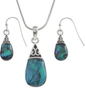 Tide Jewellery Paua Shell - Pear Drop Set Blauw