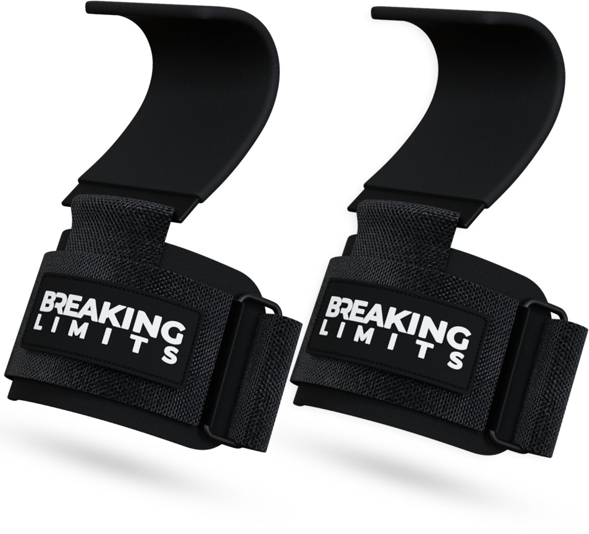 Breaking Limits Lifting Hooks – Lifting Straps – Power Grips - Deadlift Straps - Lift Straps – Lifting Grips - Fitness, Crossfit & Krachttraining - 2 Stuks - Zwart