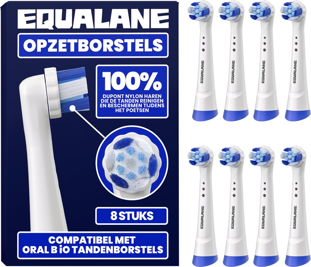 Opzetborstels geschikt voor Oral-B iO - Universele Opzetborstels - Schuine Borstelharen - Wit - 8 Stuks