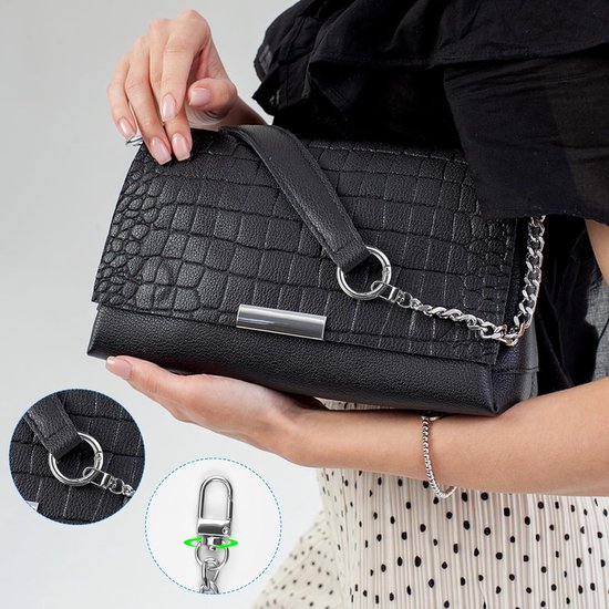 Handtas ketting metaal zilver 120 cm - riem met 2 stuks karabijnring O-ring - tassen kettingen portemonnee schouderriem kettingriem DIY tas maken handwerk van Merkloos	 — afbeelding 2