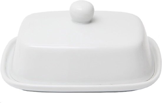 Foto: Hoshisea botervloot van keramiek europese boter tray boterschaal met deksel en handgreep voor alle gangbare boter wit 
