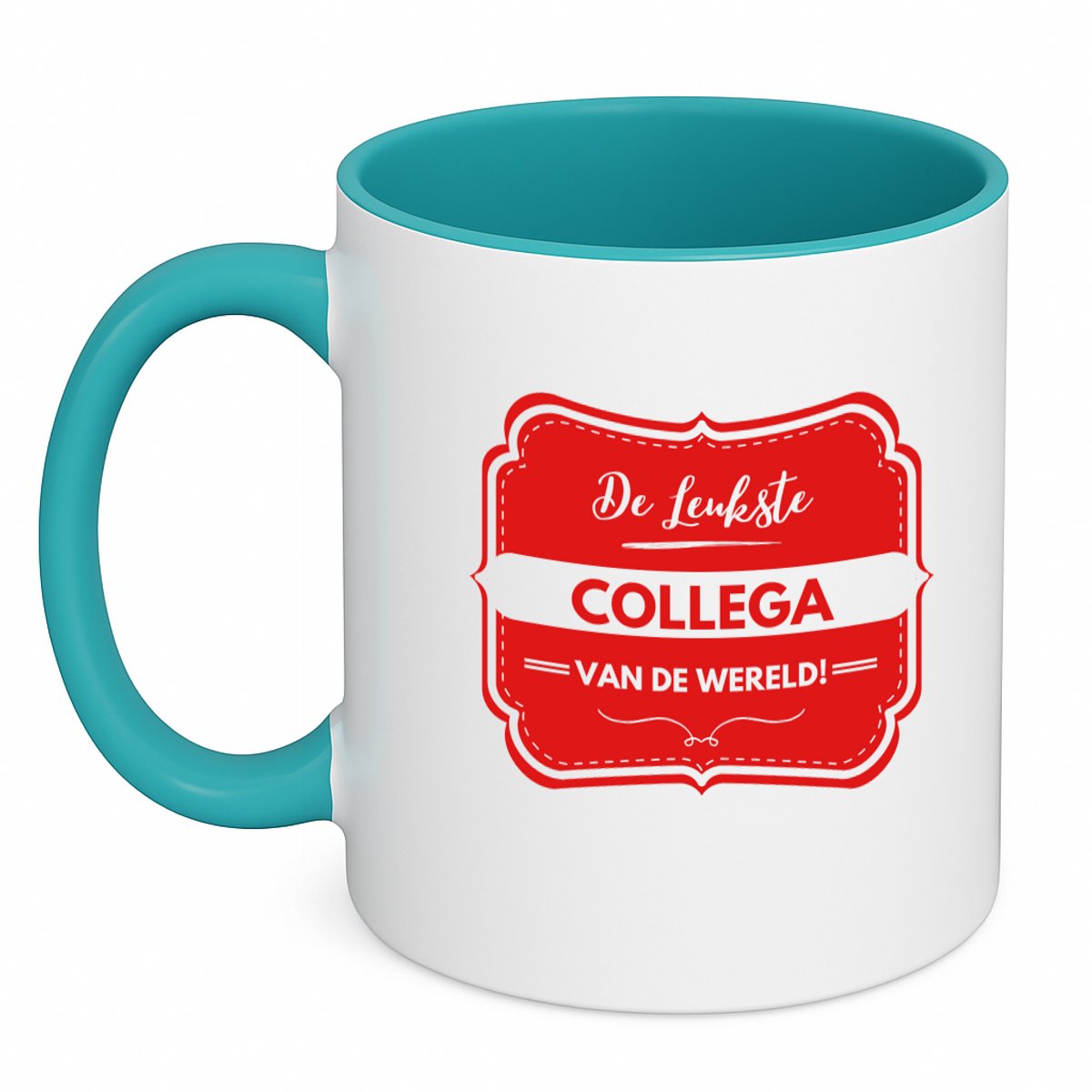 Hacebo® - De leukste collega koffiebeker turquoise - Collega - een collega - thee mok - koffie beker - werk - afscheidscadeau - verjaardagscadeau - koffiemok - 350 ML inhoud