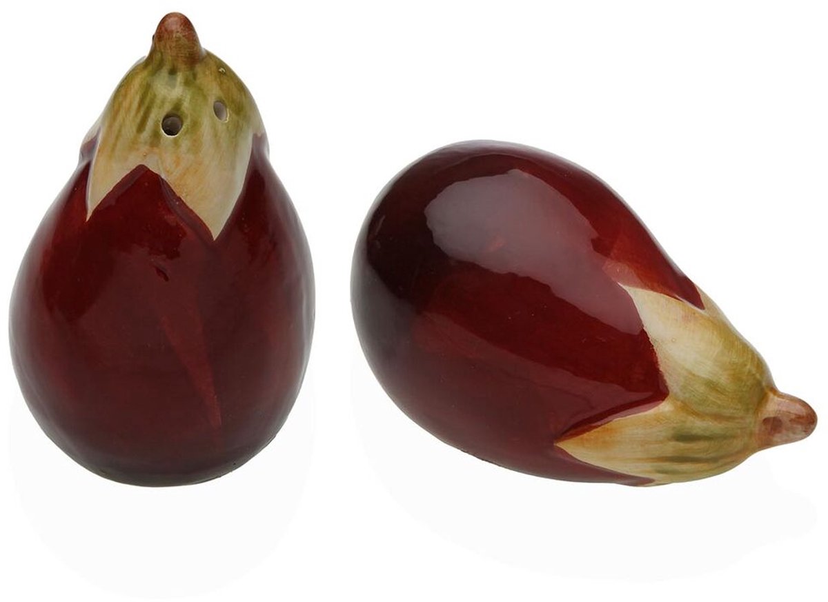 Peper- en Zoutvat Versa Keramisch Dolomite Aubergine 8,5 X 5,3 X 5,1 CM