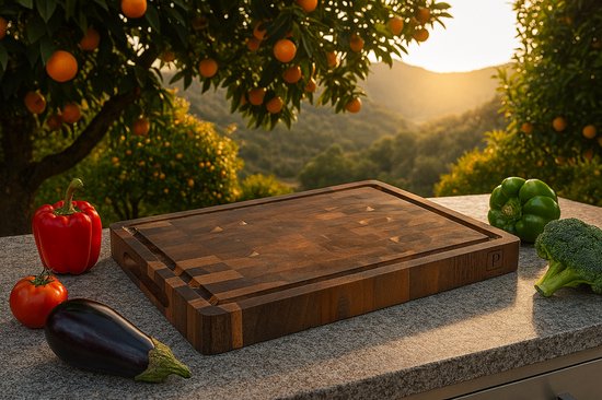 Planche à découper en bois de Luxe – Planche à découper décorative de Cuisine – Planche à boissons – Planche à pain – Planche à viande – Bloc à découper – Planche à fromage – Planche à tapas – Bois dur tropical – Bois d'acacia