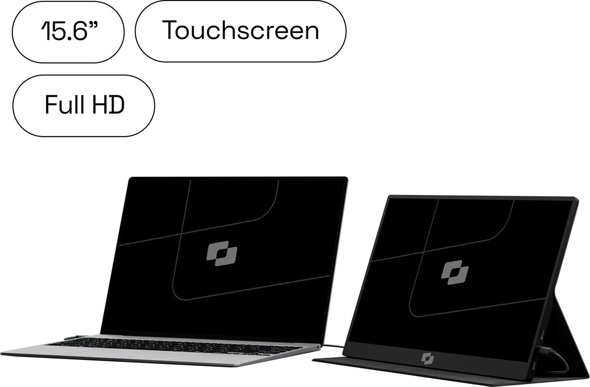 Screenmate® Lite Touchscreen Portable Monitor 15,6” - Draagbare Monitor met Beschermhoes - Extra Scherm Laptop - Draagbaar Beeldscherm - Zwart