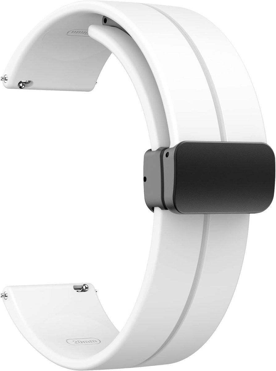Magnetische horlogeband 22 mm met snelsluiting, zachte siliconen sportband voor mannen en vrouwen, magnetische siliconen vervangende band - wit