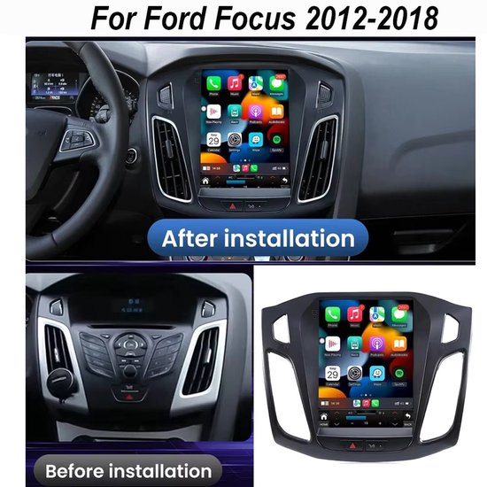 Autoradio-Android 13 Car Stereo GPS Navigation 2+32G for Ford Focus 2012-2018 Built-in for CarPlay Android Auto 9.7in Car Radio with Bluetooth FM WiFi DSP SWC Mirror Link + AHD Backup Camera/Microphone