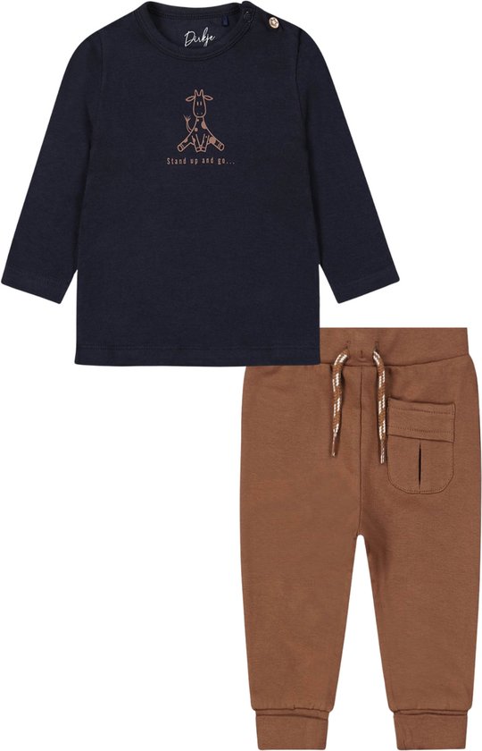 Foto: Dirkje shirt en broek organic cotton navy bruin maat 74