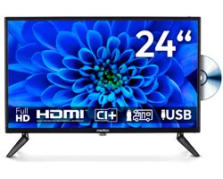 MEDION 59,9 cm (24 inch) Full HD TV (ingebouwde dvd-speler, ideaal voor camping, camper, vrachtwagen, tuin, 12V auto-adapter, Triple Tuner, HDMI, USB), MD 824001