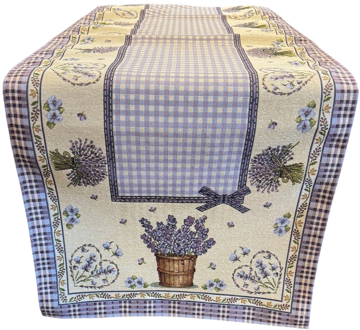 Tafelloper- luxe gobelinstof -Lavanda closed- Lavendel - 45 x 140 cm