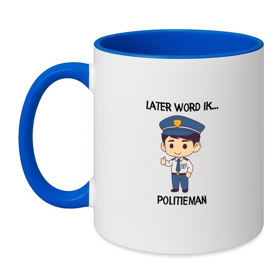 Hacebo® - Later word ik politieman koffiebeker zee blauw - Politie - Politieagenten - thee mok - koffie beker - Wijkagent - stadswachter - hulpdienst - koffiemok - 350 ML inhoud