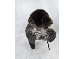 Schapenvacht- Exclusieve collectie - Woondecoratie - Zwart Grijs - 100% echt natuurlijke wollen vacht - 110x80 cm