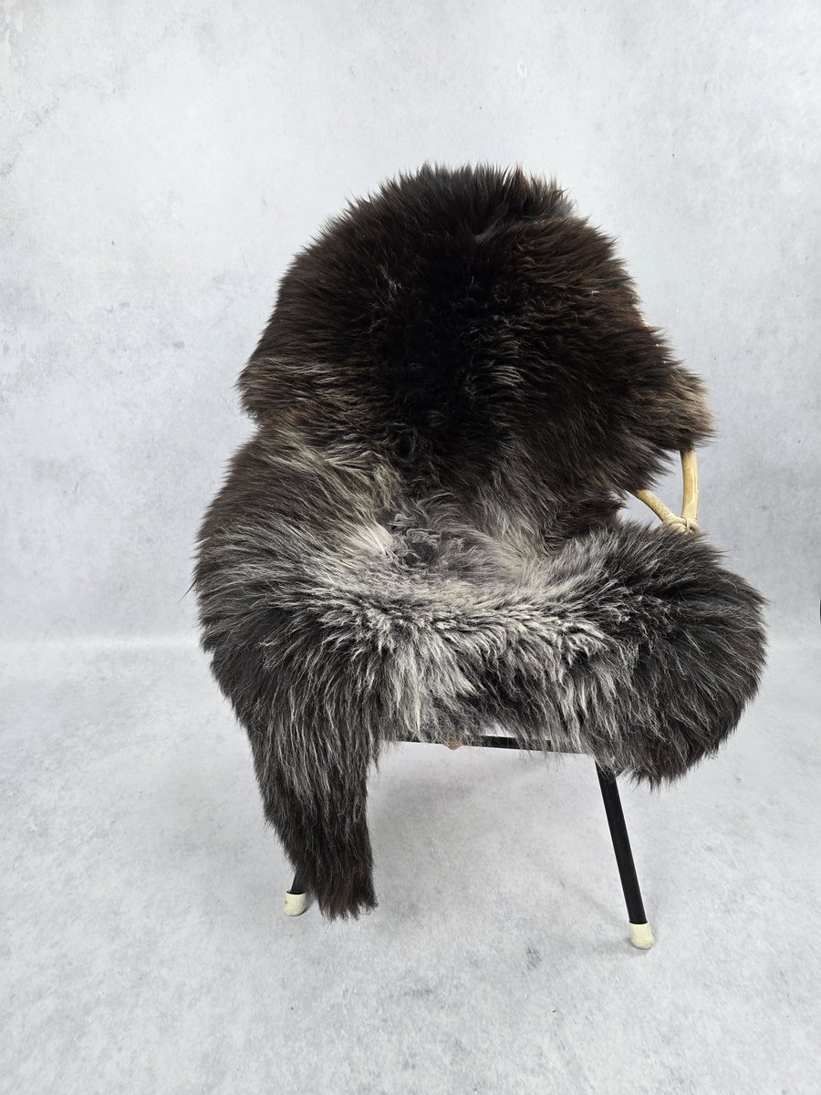 Schapenvacht- Exclusieve collectie - Woondecoratie - Zwart Grijs - 100% echt natuurlijke wollen vacht - 110x80 cm