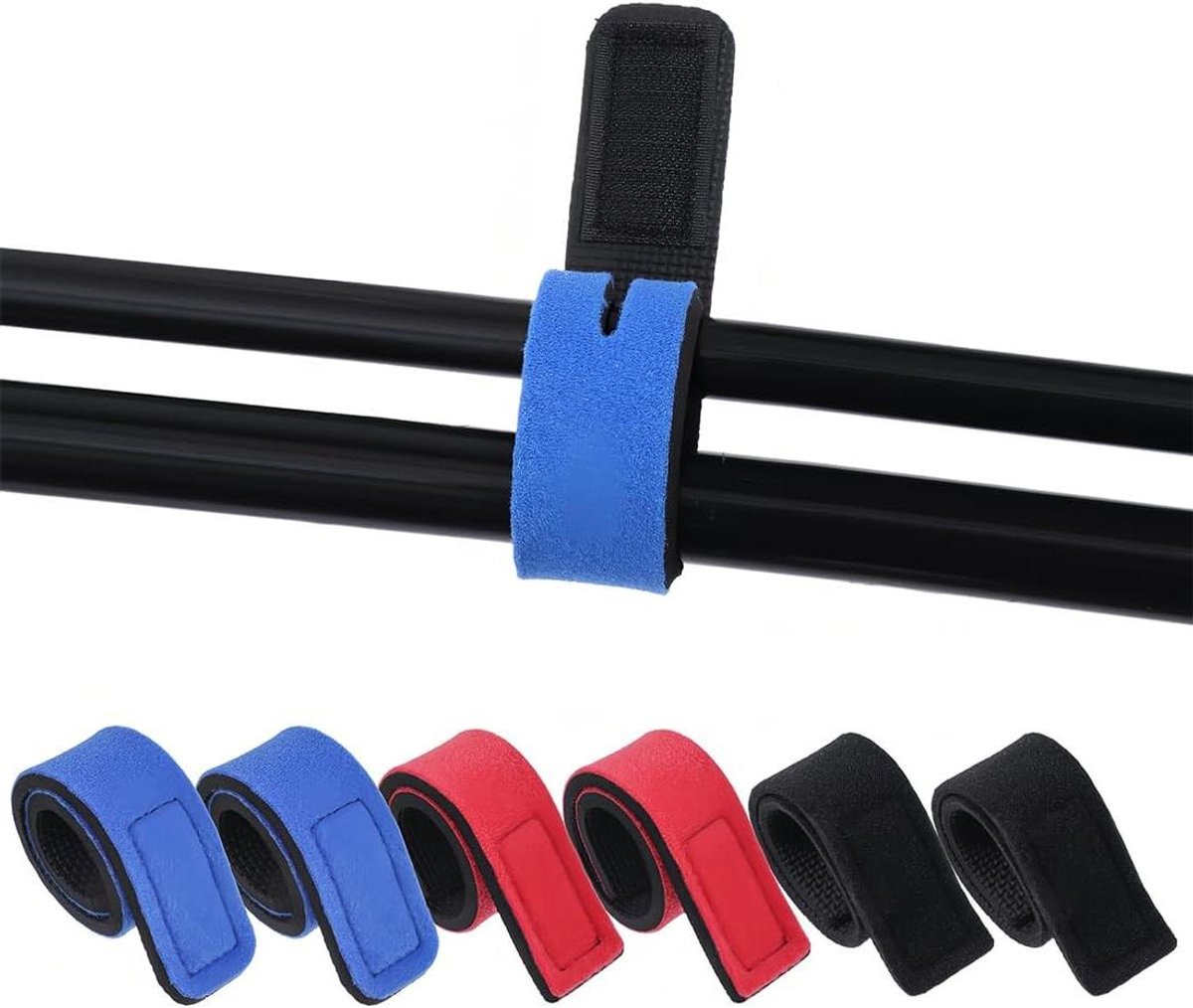 Allecto Plus - 6 stuks hengelbanden verstelbare neopreen stropdassen voor vaste hengels - Gear Strap spinhengel zee hengel feeder hengel