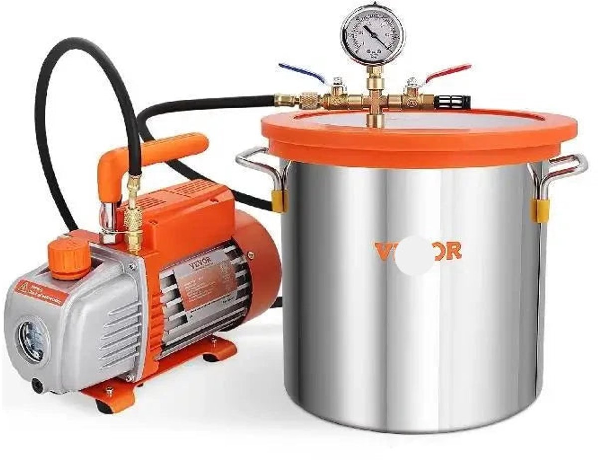 Vacuümpomp - Koelmiddel vacuümpomp - Koelgereedschap - HVAC-koeling - 3 gallon - Vacuümkamer - 3,5 CFM - Oranje