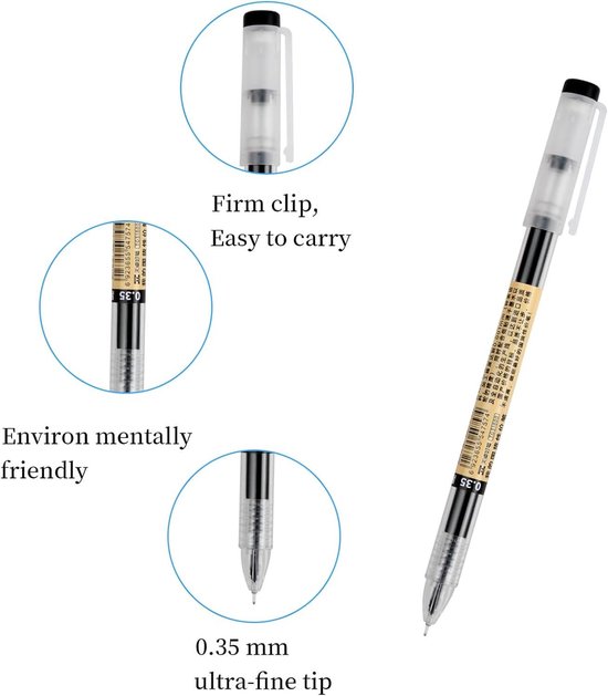 Fenmay Gelpennen, 12 stuks 0,5 mm fijne punt, esthetische pennen, sneldrogend, geen vlekken, glad schrijven, comfortabele grippennen, schattige zwarte inkt journaling-pennen voor schoolbenodigdheden