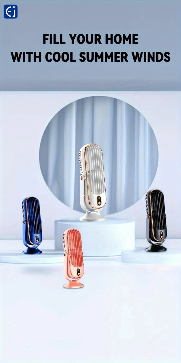 Krachtige Ventilator - Oplaadbare + 180graden Kantelbare Ventilator - 5Modi/Standen - Draagbare Hand + Tafel Ventilator - Voor de Ultieme Verkoeling + de Perfecte Reiseditie - Kleur: Wit thumbnail 4