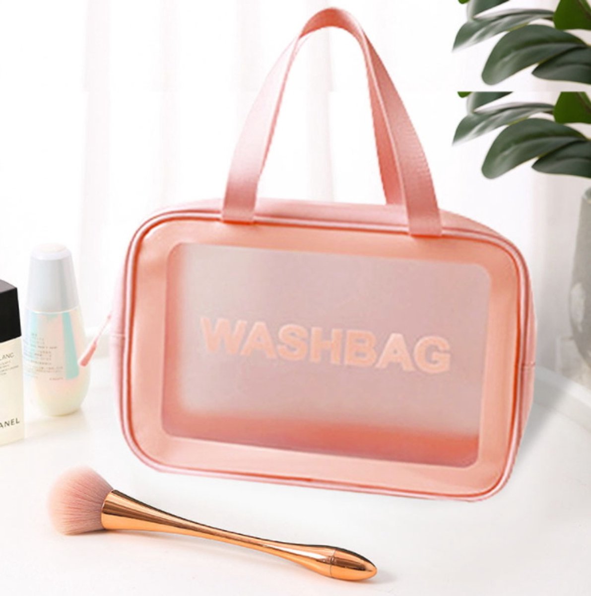 Draagbare waterdichte toilettas voor dames en heren - grote capaciteit, opbergzak voor make-up in roze