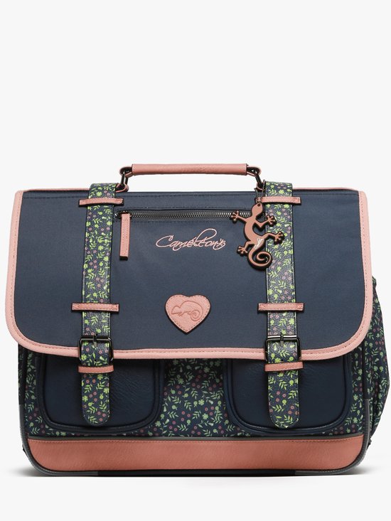 Cartable Caméléon 41cm - Vintage Fantasy - Bandoulière Fleurs Blue