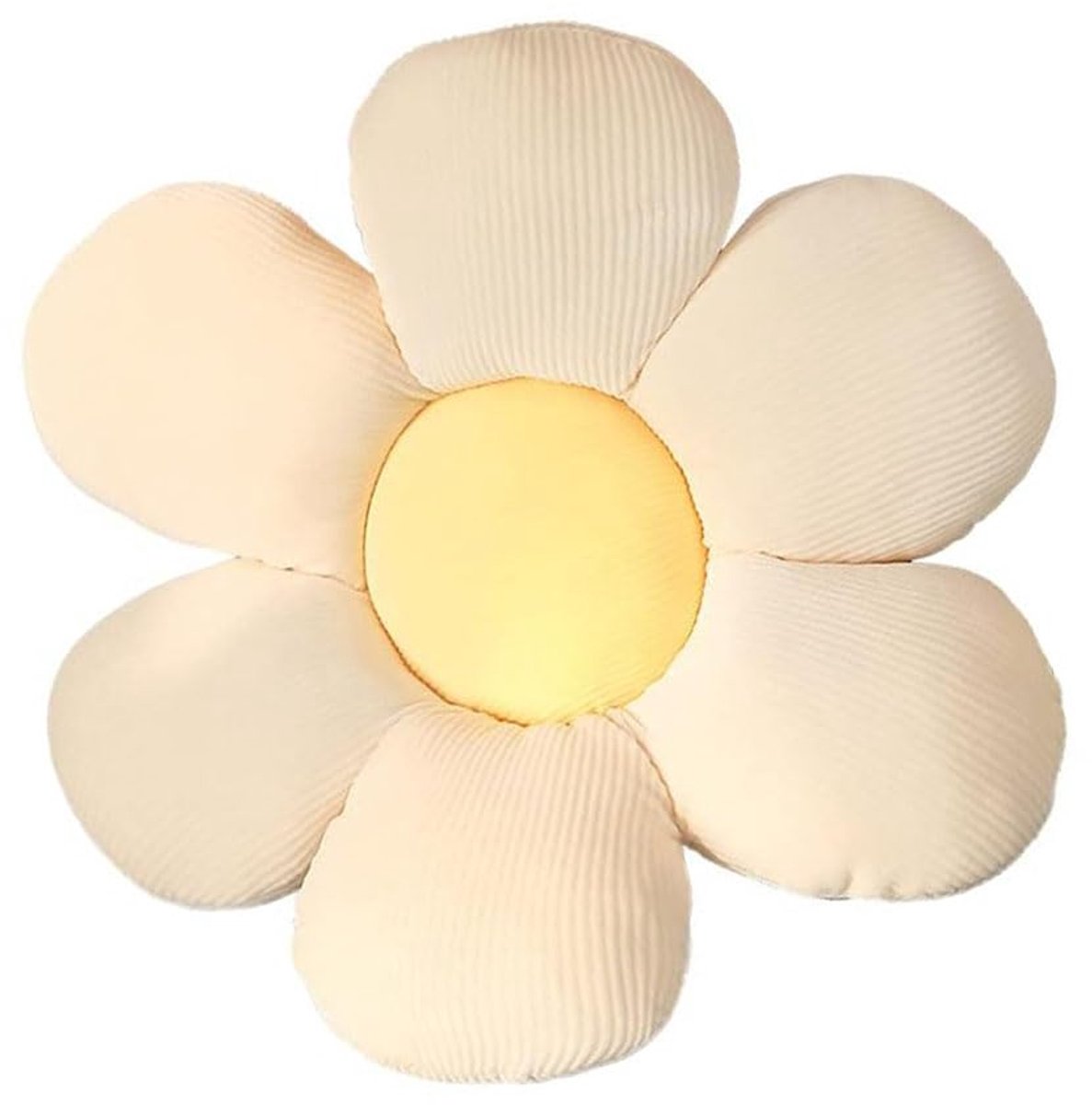 Ibenzoa Pluche Bloemenvloerkussen voor Schattige Kamerdecoratie met Madeliefjesontwerp, Wit en Geel, 40 x 40 cm
