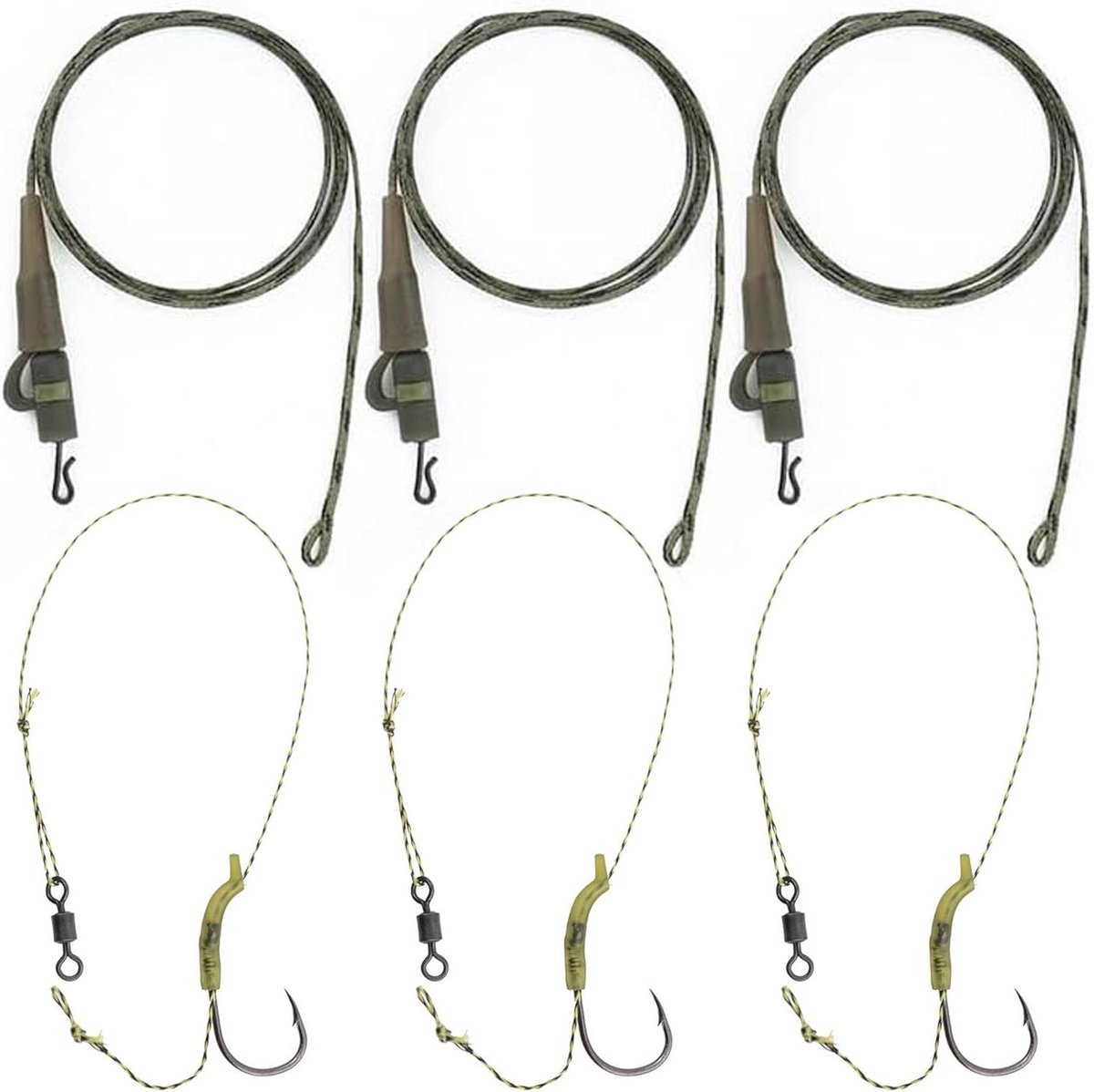 Inovra Plus - Visuitrusting: 6 stuks Karper Leider Clips voor Karpervissen - Karper Lijnen Set met Lage Lijn en Hamecon - Karpervissen Accessoires