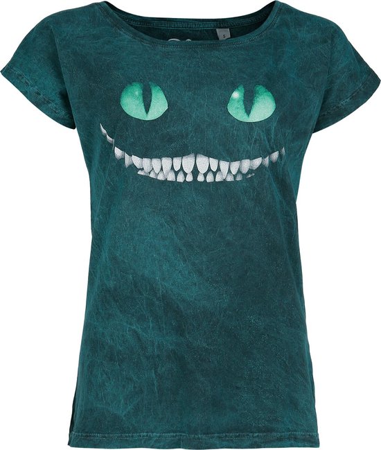 Alice In Wonderland Cheshire Cat Smile Dames T-shirt - petrol - 3XL