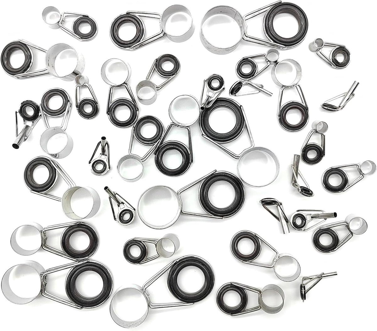 Inovra Plus - Geleideringen voor vishengel reparatie - 35 stuks - Telescopische hengel accessoires - Aas topringset (zwart)