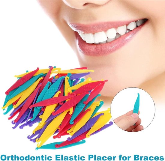 CPJJ 500 stuks rubberen banden van orthodontisch rubber, multifunctioneel, met 2 stuks elastische tanden, rubberen band, orale orthodontics gereedschap