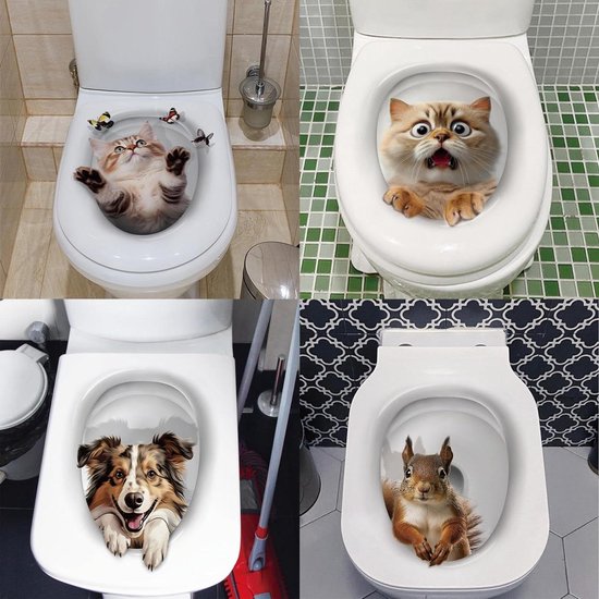 WC-Deckel Aufkleber Mit Tiermotiven – 29 Cm, Selbstklebend, Cartoon-Design Fürs Badezimmer