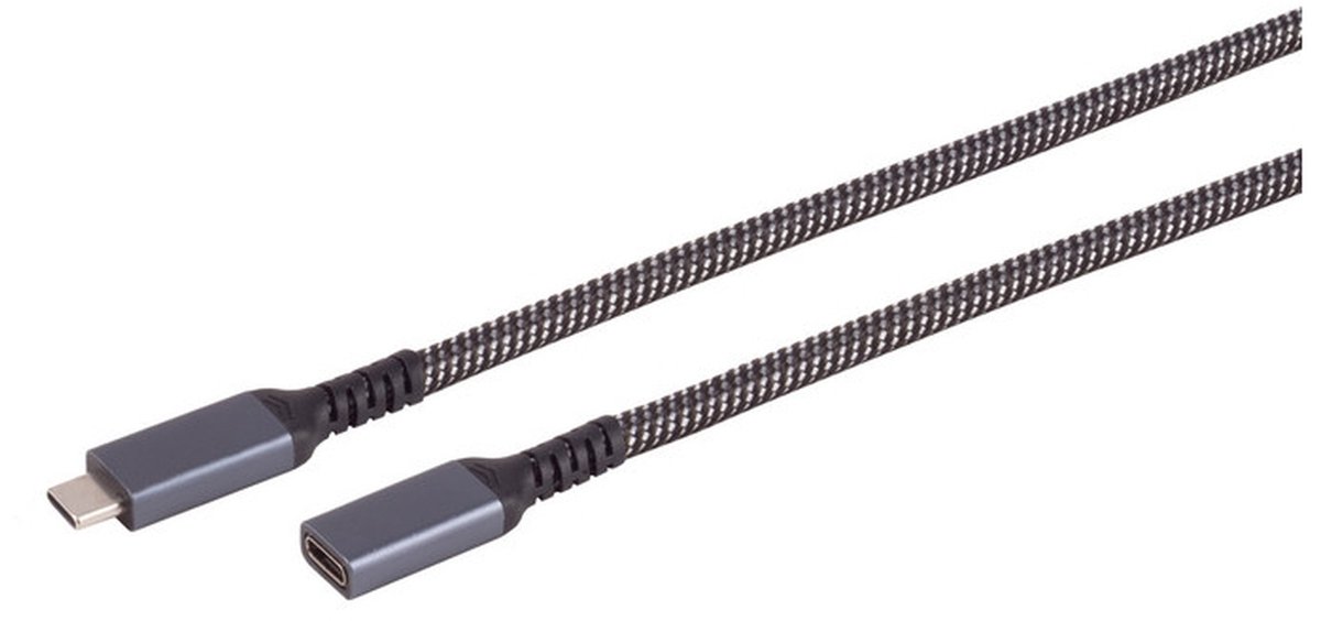 USB-C VERLENGKABEL - 1,5 m - PD - Superspeed - DP Alternate - gevlochten nylon omhulsel