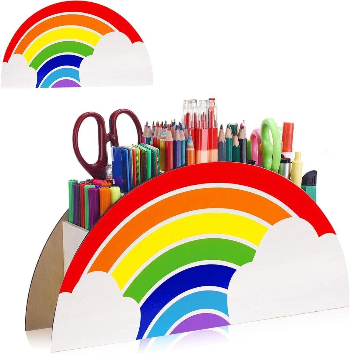 Allecto Premium - Kids Pen Houder Regenboog Bureau Organiser Pennenhouder Bureau Pennenhouder Houten Tafel Organiser Regenboog Organizer