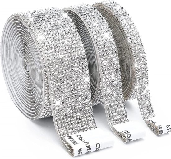 Strass Steentjes Lint - 6 rollen - 0,9 cm breed - Plak lint strass steentjes - multifunctioneel - doe-het-zelf - bling - stickers - knutselen