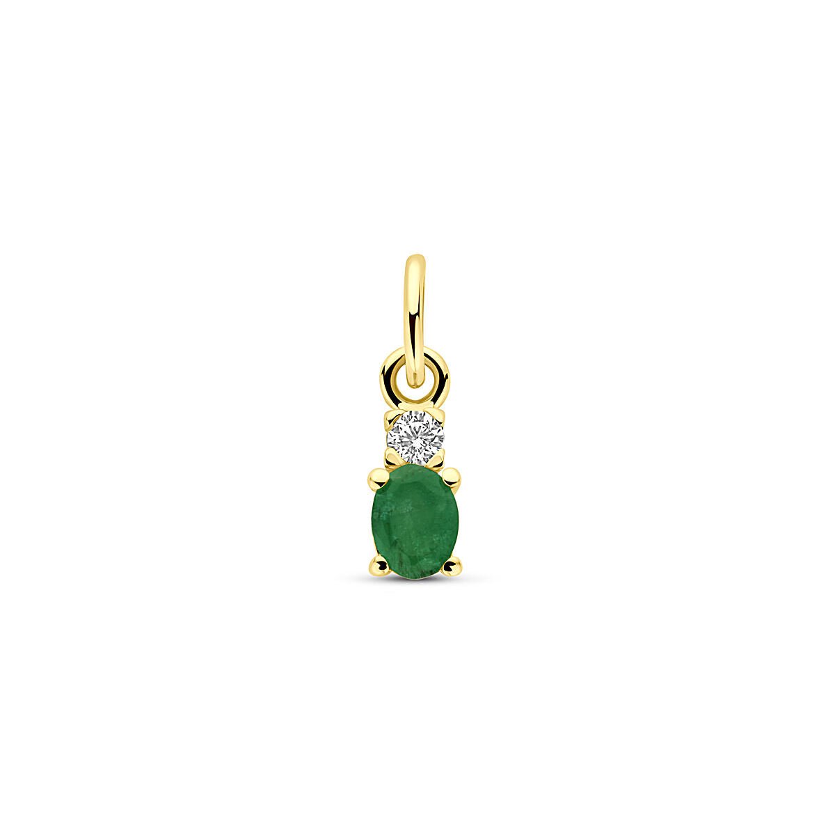 14K geelgouden hanger smaragd en zirkonia 12 mm - 4034253