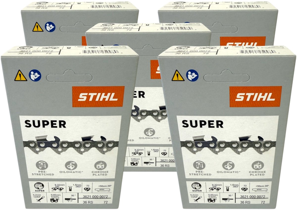 Stihl 5x 3/8" Rapid Super 3 (RS3) zaagketting 50 cm 3/8" 1.6 mm 72 TG 5 stuks ( 5x 36260000072 )