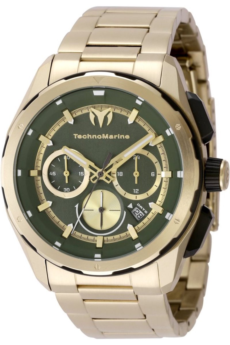 TechnoMarine OCEAN - NOMAD TM-318095 Heren Horloge - Waterdicht - Analoog - Quartz Uurwerk - Roestvrij Staal met groene Wijzerplaat - 43mm