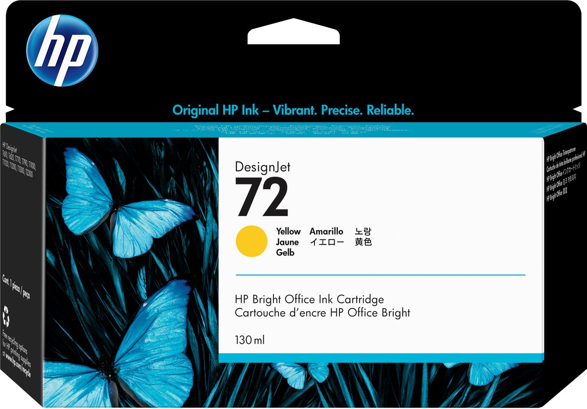 HP 72 Inktcartridge C9373A, Geel