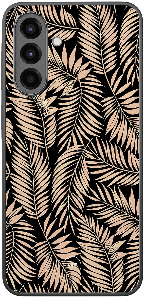 Hoesje geschikt voor Samsung Galaxy A36 - Palm silhouette - TPU Hard Case Backcover - Zwart, Bruin - Mooie Telefoonhoesjes