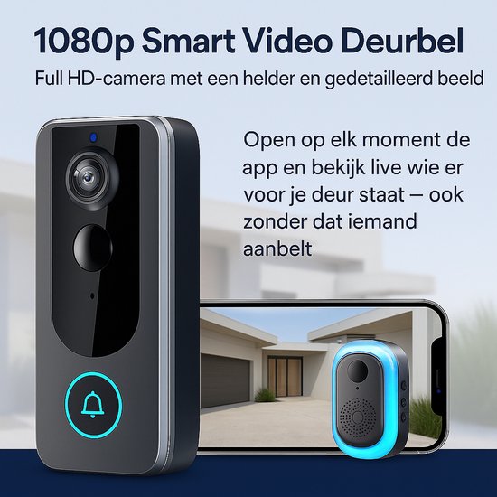 Video Deurbel met Camera - Slimme Deurbel - Videodeurbel met Bewegingsdetectie en Camerabewaking functie - Doorbell - Deurbellen met Camera