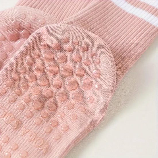 Pilates sokken - Anti Slip Sokken - Yoga Sokken - Set van 3 Stuks Sport sokken - One Size Fits All - Dames Sokken - Zwart -Wit -Roze van Merkloos — afbeelding 3