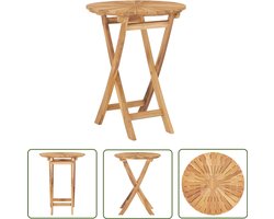 vidaXL Teak Hout - Tuinstoel - Tuintafel inklapbaar Ø60 cm massief teakhout - Buitentafel - Klaptafel - Terrasmeubel