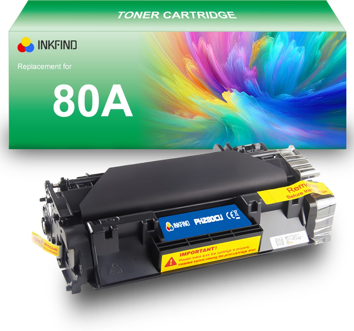 INKFIND 80A (CF280A) Tonercartridge compatibel met HP 80A CF280A - 1-pack Zwart