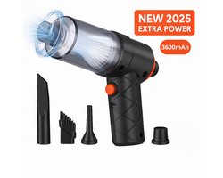 Narvie Pro2025 MAX – Draadloze Kruimeldief 4000PA – 3600mAh Accu – HEPA Filter – Zuig & Blaas – 4 Mondstukken – Krachtige Handstofzuiger