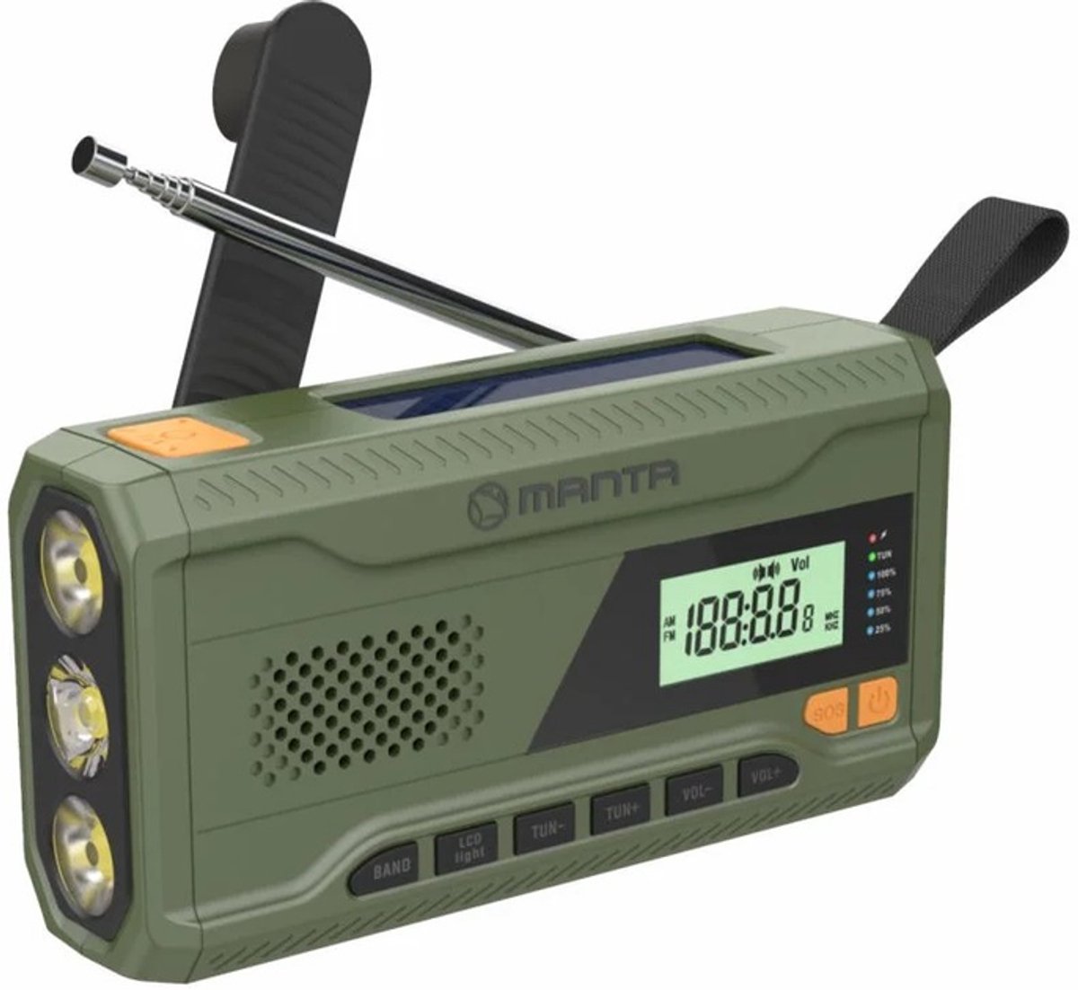 Manta DYNAMO - Draagbare Radio - Solar - Powerbank - 4500mAh