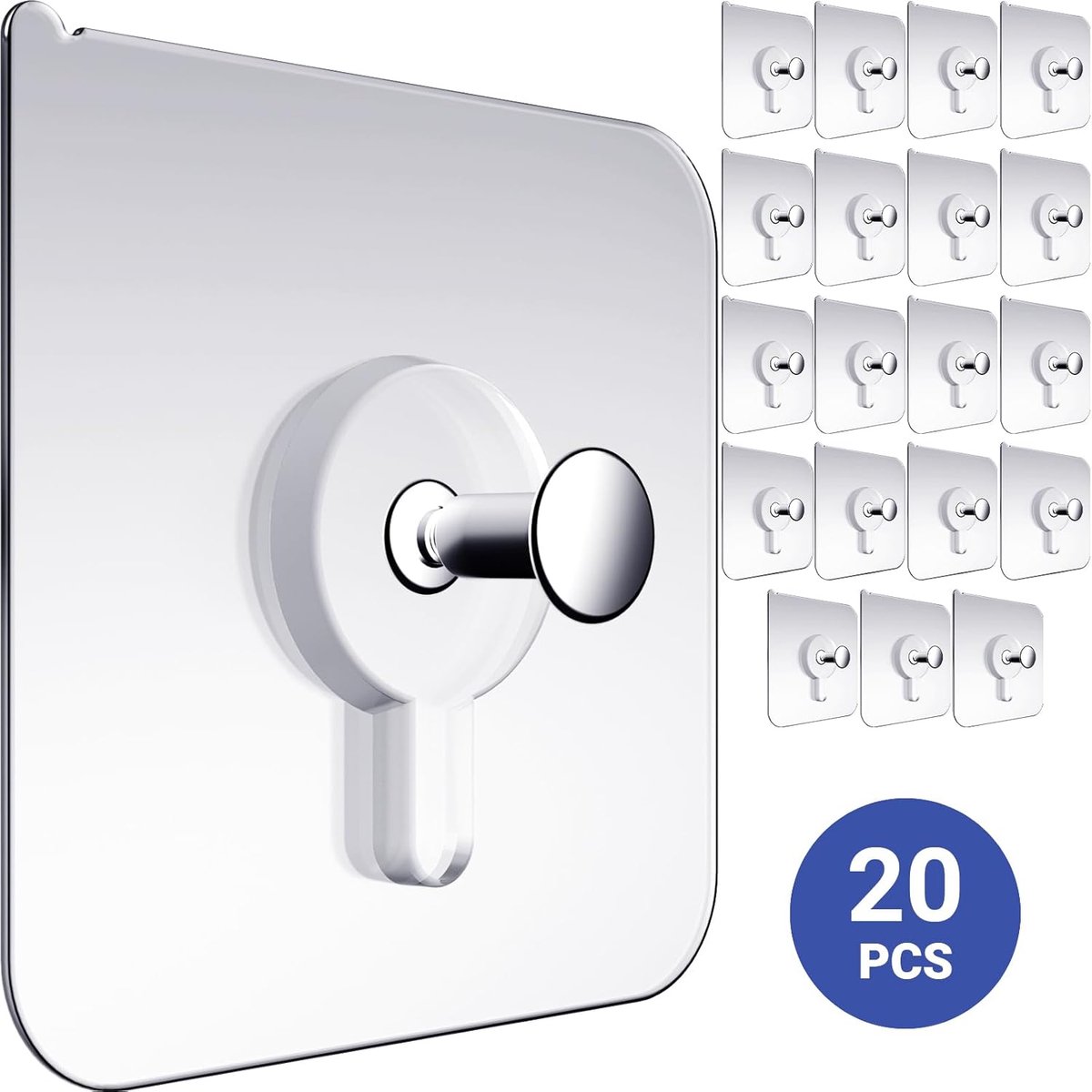 zelfklevende haakjes - Zelfklevende Spijker - 20 stuks 5.5 kg - Plakspijkers - Plakspijker Ophanghaken - Zelfklevend Ophangsysteem - Plakschroef - Schilderijhanger - 60*60mm