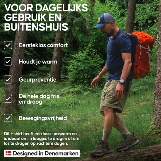 DANISH ENDURANCE 100% Merino Wol Thermo T-Shirt - voor Heren - Donker Marineblauw - Maat L — afbeelding 5