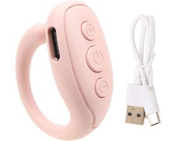 Bluetooth-afstandsbediening Page Turner Vingerringscrollen voor TikTok BT 5.3 Grote Capaciteit IOS Android-compatibel Oplaadbaar Ondersteuningscamera en App voor Video-opname (Roze)