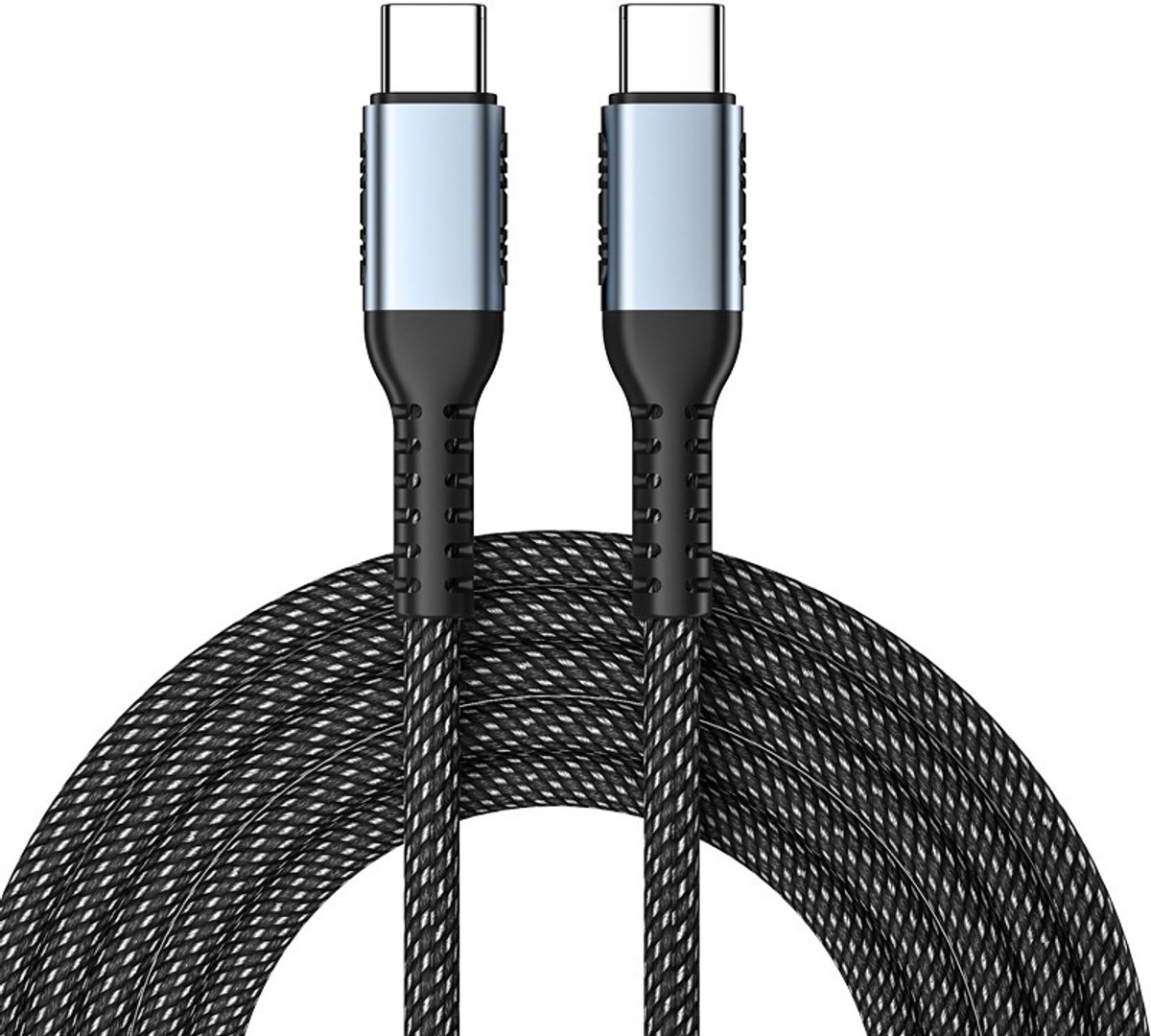 Nereb - USB-C Kabel 240W – PD 3.1 – Gevlochten Nylon – Zwart – 2 Meter