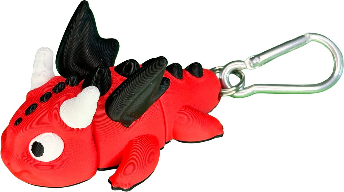 Flexi Draak Rood Tassenhanger 8 cm
