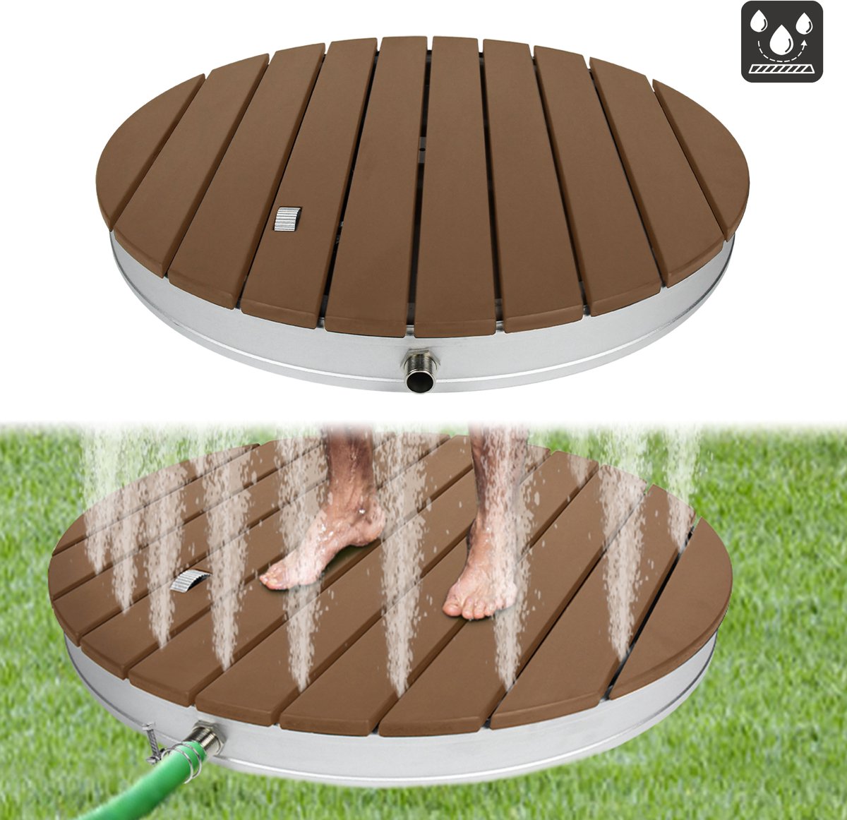 Ronde WPC Tuindouche - Ø70 cm Vloerdouche Houtlook