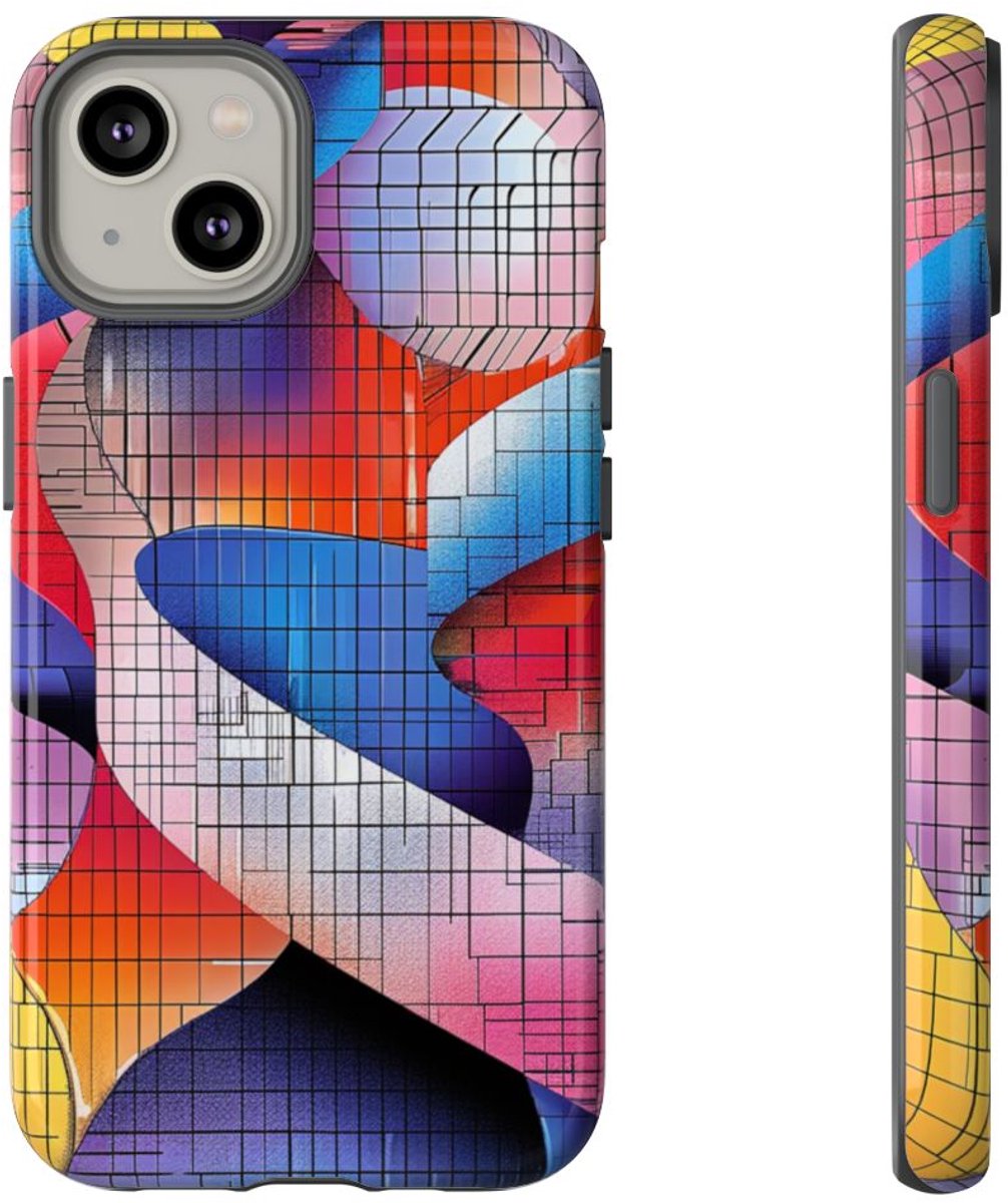 Kleurrijk Abstract Dubbele Helixpatroon – Telefoonhoesje Geschikt voor iPhone 14
